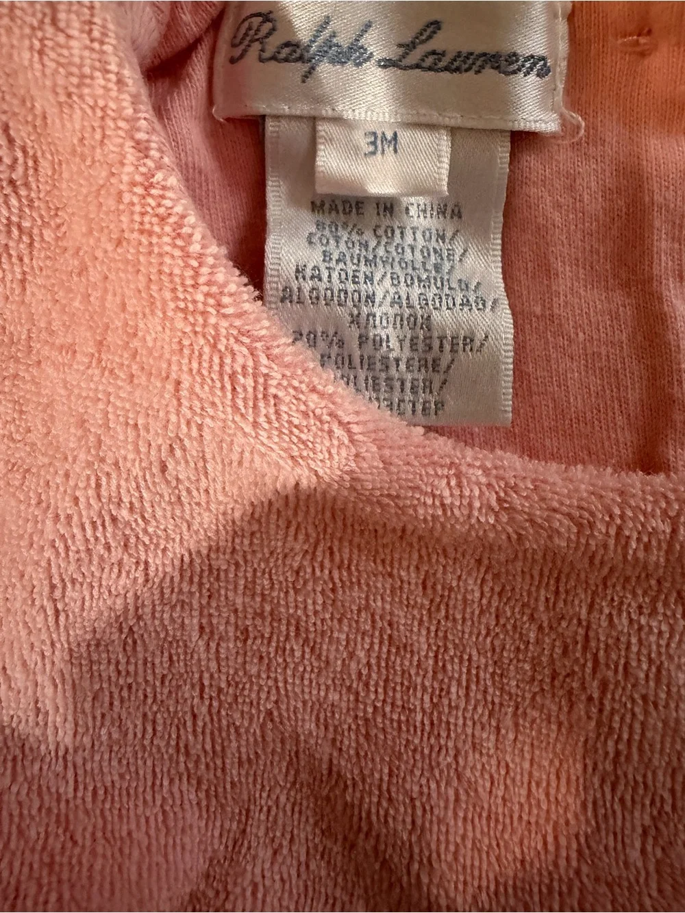 Ralph Lauren Pink Terry Cloth Baby Romper and Navy Blue Dress - both 3 Months